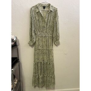 Anthropologie Olive Patterned Maxi Dress